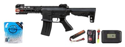 JG Golden Eagle E6597 7&quot; M4 M-LOK AEG Rifle - Battery-Adapter-Charger Combo - Black
