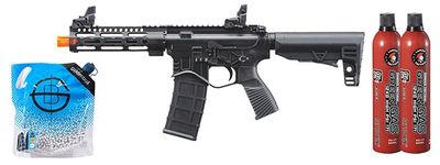 Golden Eagle Compact BD Style 7&quot; M-LOK M4 GBB Airsoft Rifle - Green Gas Combo - Black