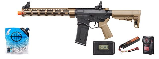 Golden Eagle Combat AR 12.5&#39;&#39; Aeg Airsoft Rifle - Battery + Charger Combo - Two-tone