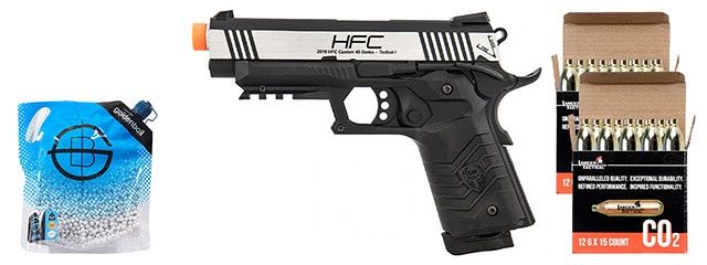 HFC HG-171 Tactical 1911 CO2 Blowback Pistol - CO2 Combo - Black/Silver