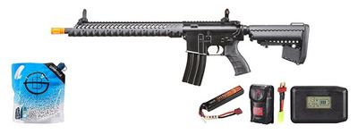 Atlas Custom Works 14.5&quot; Diamond Head Style M4 Aeg Airsoft Rifle - Battery+Adapter+Charger Combo - Black