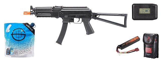Kalashnikov USA Licensed KR-9 SBR Airsoft AEG Rifle - Battery+Charger Combo - Black