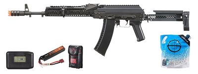 LCT ZKS-74m Airsoft Aeg Rifle W/ Z Series Folding Stock &amp; Sport Handguard (Gate Aster) - Battery+Charger Combo