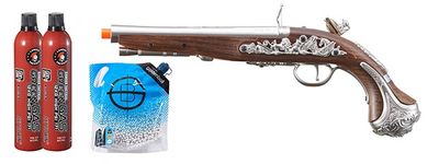 HFC George Washington Flintlock Airsoft Green Gas Powered Pistol - Combo