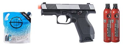 Kizuna Works KW-15k Gas Blowback Airsoft Pistol - Green Gas Combo - Chrome/Black