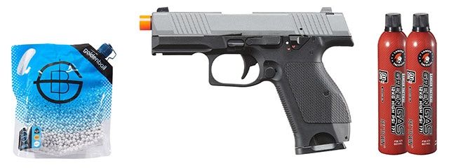 Kizuna Works KW-15k Gas Blowback Airsoft Pistol - Green Gas Combo - Metal/Cerakote Gray