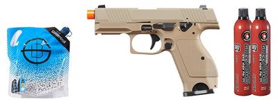 Kizuna Works KW-15k Gas Blowback Airsoft Pistol - Green Gas Combo - Metal/Cerakote FDE