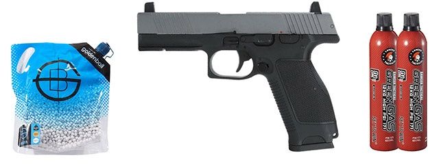 Kizuna Works MKW Full Sized Gas Blowback Airsoft Pistol - Green Gas Combo - Metal/Cerakote Gray