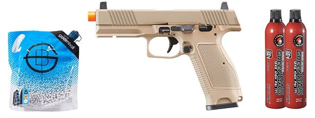 Kizuna Works MKW Full Sized Gas Blowback Airsoft Pistol - Green Gas Combo - Metal/Cerakote FDE
