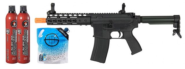 Golden Eagle MC6637 Elite Series 7&quot; Keymod CQB GBB Airsoft Rifle - Green Gas Combo - Black