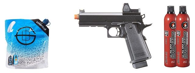 Raven Airsoft 4.3 Hi Capa + Micro Red Dot - Green Gas Combo - Black