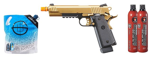 Raven Airsoft Railed R14 Hi Capa - Green Gas Combo - Gold