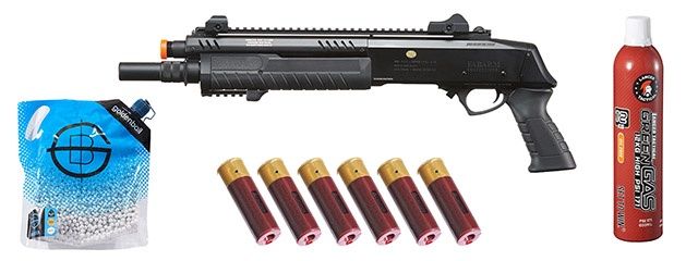 BO Manufacture REP FABARM STF12 Short 11&quot; Pump Action Gas Shotgun - Green Gas/Shell Combo, COLOR: Black