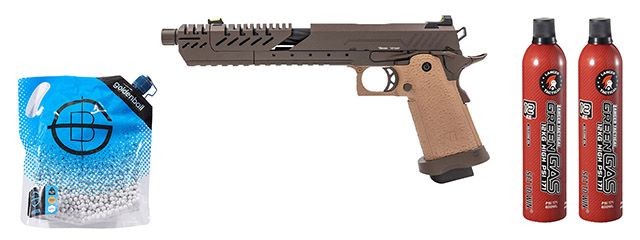 Vorsk Hi-Capa 7.0 Titan GBB Pistol - Tan/Bronze - Green Gas Combo