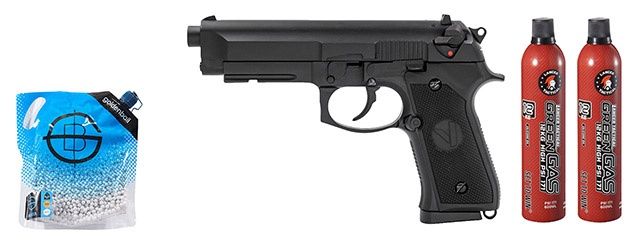Vorsk Airsoft VM9 Osiris Gas Blowback Pistol - Green Gas Combo - Black