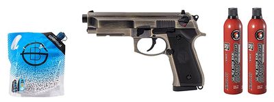 Vorsk Airsoft VM9 Osiris Gas Blowback Pistol -  Green Gas Combo - Brushed Aluminum