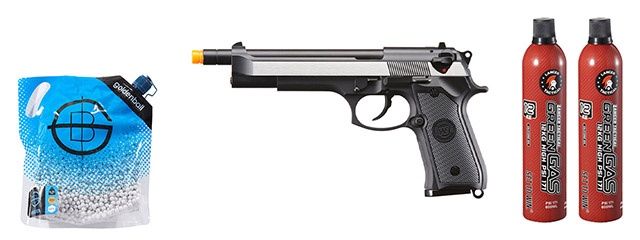 WE-Tech M92 Gas Blowback Airsoft Pistol - Green Gas Combo - 2-Tone