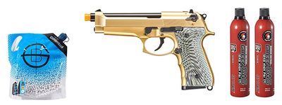 WE-Tech New System M92 Eagle Full Auto Airsoft Gas Blowback Pistol - Green Gas Combo