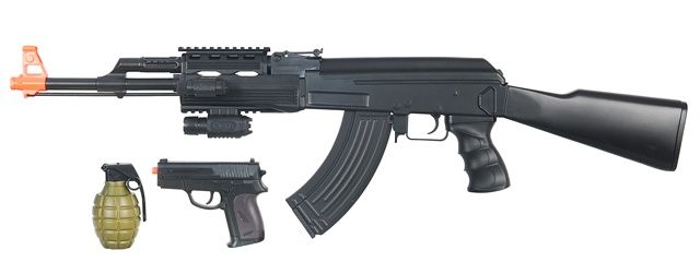 CYMA IU-AK47B Tactical AK47 AEG Plastic Gear &amp; P618 Pistol