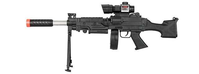 P2338 Spring Rifle with Scope, Laser &amp; Drum Magazine
