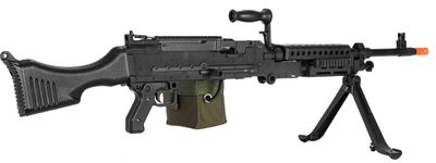 Lancer Tactical Full Metal M240 Airsoft AEG Squad Automatic Machine Gun with Box Magazine