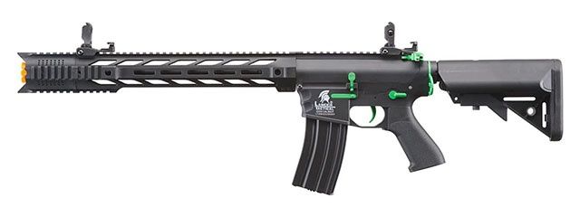 Lancer Tactical LT-25 Gen 2 M4 SPR Interceptor Airsoft AEG Rifle, COLOR: Black &amp; Green