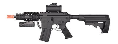 DE M4 CQC Fully Automatic Electric Airsoft AEG Rifle with Flashlight &amp; Scope