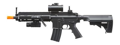 Double Eagle M804A2 AEG Plastic Gear MK416 RIS Retractable Stock, Red Dot Scope, Flashlight &amp; Laser w/ Pressure Switch
