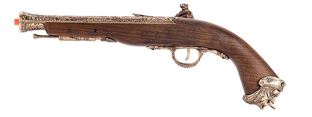 HFC Flintlock Pirate CO2 Airsoft Pistol, COLOR: Faux Wood &amp; Gold