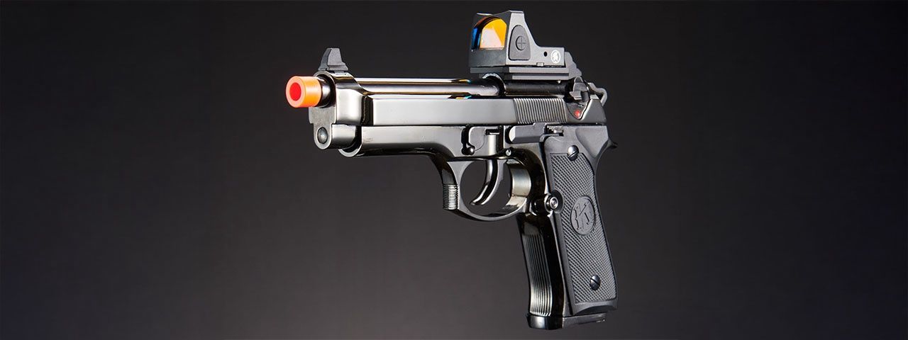 KLI KL-92 Fusion Optic Ready 6mm Dual Power CO2/Gas Blowback Airsoft Pistol Red Dot Combo