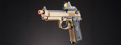 KLI KL-92 SAHARA Limited Edition 6mm Dual Power CO2/Gas Blowback Airsoft Pistol Red Dot Combo