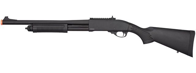Golden Eagle M870 3/6-Shot Pump Action Gas Airsoft Shotgun, COLOR: Black