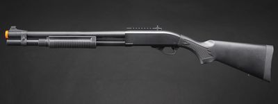 Golden Eagle M870 3/6-Shot Pump Action Gas Airsoft Shotgun w/ Mock Shell Tube &amp; Ghost Ring Iron Sights