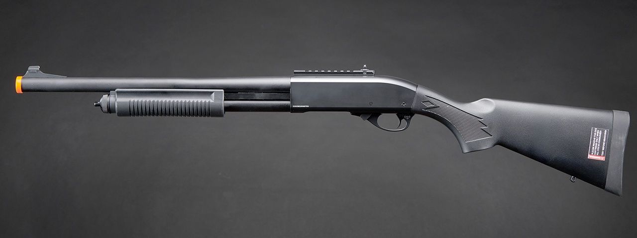 Golden Eagle M8870 3/6-Shot Pump Action CO2 Gas Airsoft Shotgun w/ Ghost Ring Iron Sights, COLOR: Black