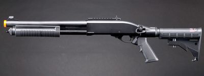 Golden Eagle M8871 3/6-Shot Pump Action CO2 Gas Airsoft Shotgun w/ Ghost Ring Iron Sights &amp; M4 Crane Stock