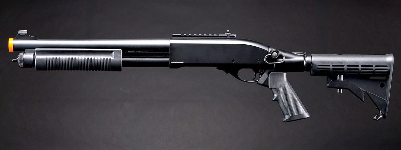 Golden Eagle M8871 3/6-Shot Pump Action Gas Airsoft Shotgun w/ Ghost Ring Iron Sights &amp; M4 Crane Stock