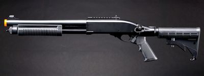 Golden Eagle M8871 3/6-Shot Pump Action Gas Airsoft Shotgun w/ Ghost Ring Iron Sights &amp; M4 Crane Stock