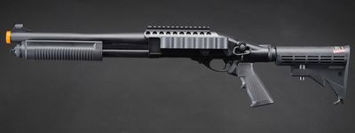 Golden Eagle M8873 3/6-Shot Pump Action CO2 Airsoft Shotgun w/ Optic Rail &amp; M4 Crane Stock