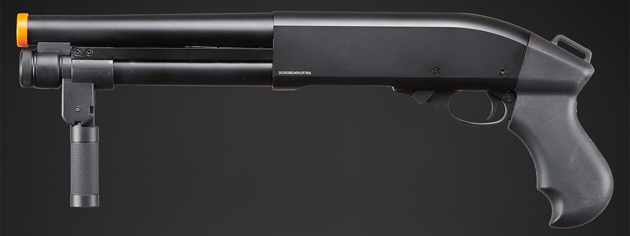 Golden Eagle M8876 3/6-Shot Pump Action Gas Airsoft Sawed-Off Shotgun w/ Forend Handle, COLOR: Black