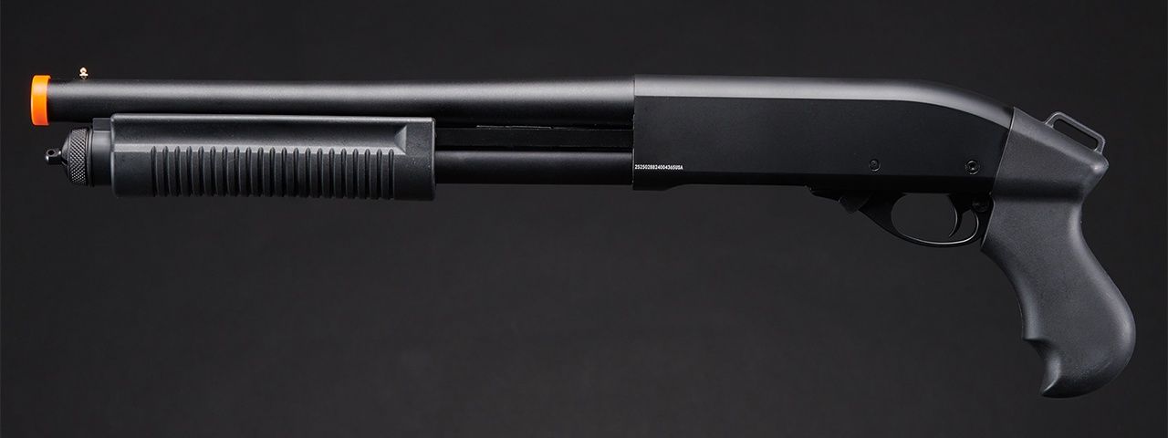 Golden Eagle M8881 3/6-Shot Pump Action Gas Airsoft Sawed-Off Shotgun, COLOR: Black