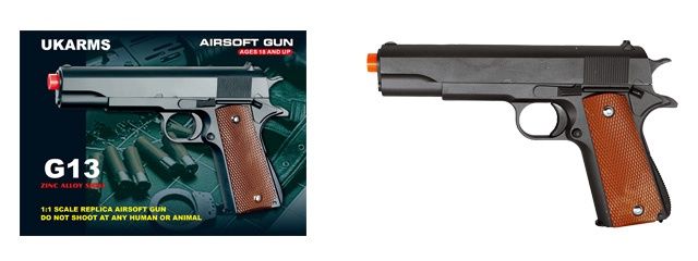 UKARMS G13 Metal Spring Airsoft Pistol, COLOR: Black