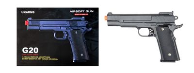 UKARMS G20 Metal Airsoft Spring Pistol, 9"