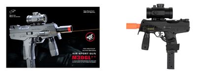 Double Eagle Airsoft Spring Uzi Pistol with Laser &amp; Scope