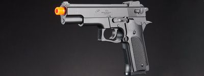 UK Arms Airsoft Full Size Spring Powered Pistol with Silencer
