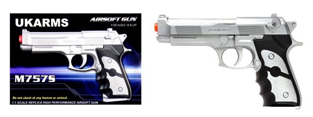 UKARMS M757S Spring Airsoft Pistol in Silver