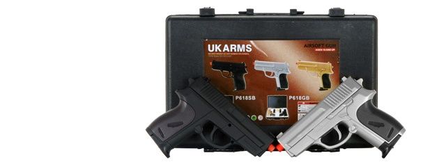UKARMS P618SB 2 Spring Airsoft Pistols in Combo Pack