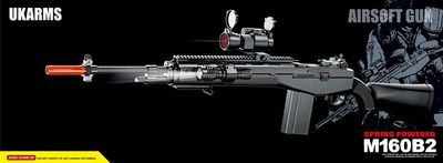 UKARMS M160B2 M14 RIS Spring Airsoft Rifle with Flashlight &amp; Scope