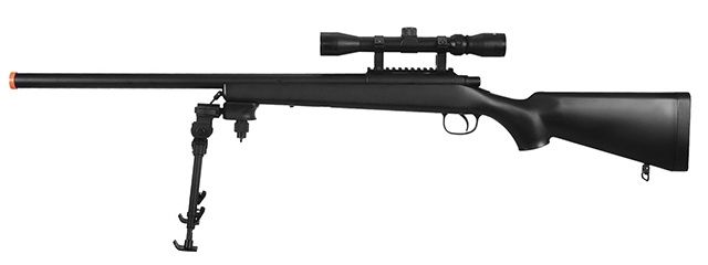 AGM MP001BAB Bolt Action Airsoft Sniper Rifle with Scope &amp; Bi-Pod