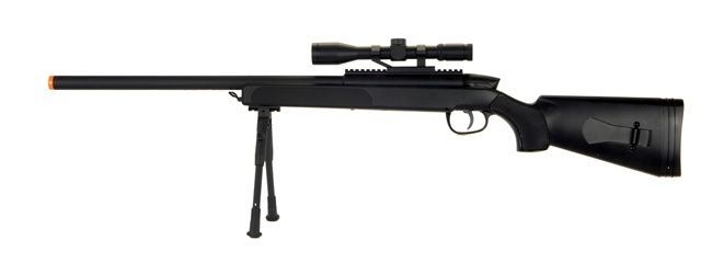 CYMA MK51 Bolt Action Airsoft Spring Sniper Rifle with Scope &amp; Bipod, COLOR: Black