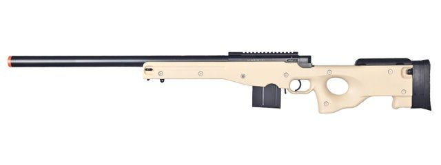 WELL Airsoft L96 AWS Bolt Action Rifle Metal Barrel Optics Rail, COLOR: Tan